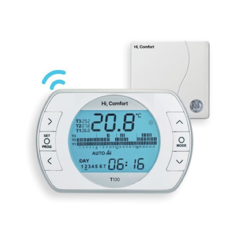 RIELLO Hi Comfort T100 WI-FI Comando Remoto per Caldaia Cronotermostato WI-FI